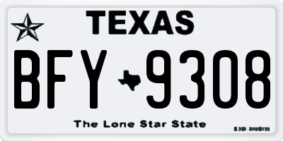 TX license plate BFY9308
