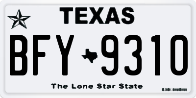 TX license plate BFY9310
