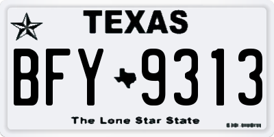 TX license plate BFY9313