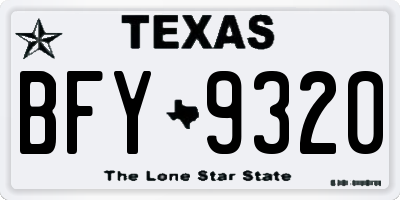 TX license plate BFY9320