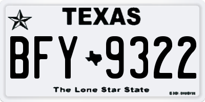 TX license plate BFY9322