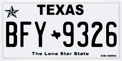 TX license plate BFY9326