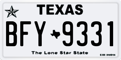 TX license plate BFY9331
