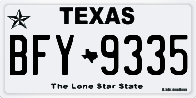TX license plate BFY9335