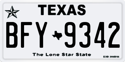 TX license plate BFY9342