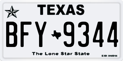 TX license plate BFY9344