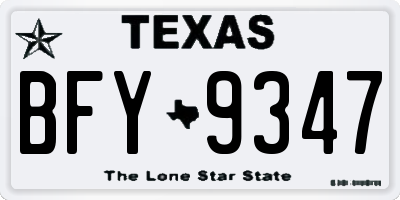 TX license plate BFY9347
