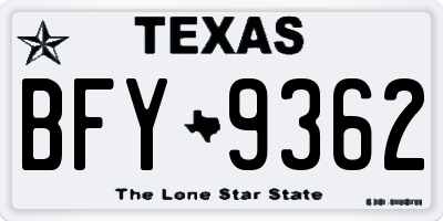 TX license plate BFY9362