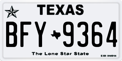 TX license plate BFY9364