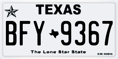 TX license plate BFY9367
