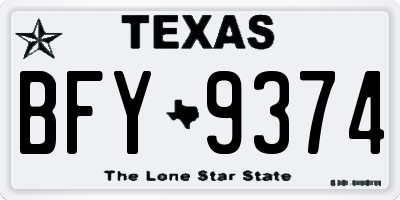TX license plate BFY9374