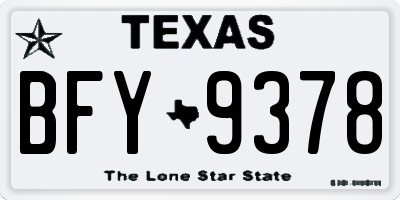 TX license plate BFY9378