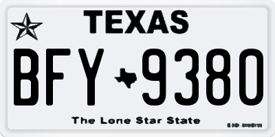 TX license plate BFY9380