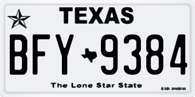 TX license plate BFY9384