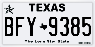 TX license plate BFY9385