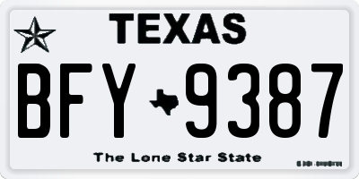 TX license plate BFY9387