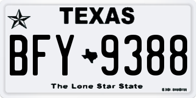 TX license plate BFY9388
