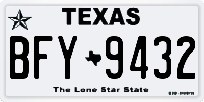 TX license plate BFY9432