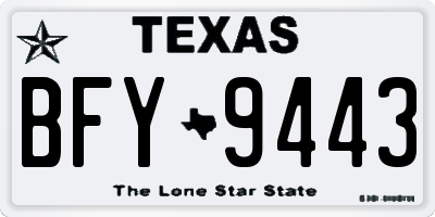 TX license plate BFY9443