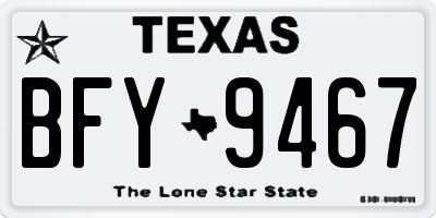 TX license plate BFY9467