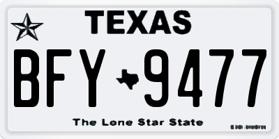 TX license plate BFY9477