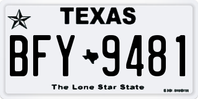 TX license plate BFY9481