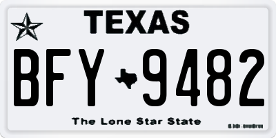TX license plate BFY9482