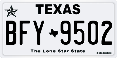 TX license plate BFY9502