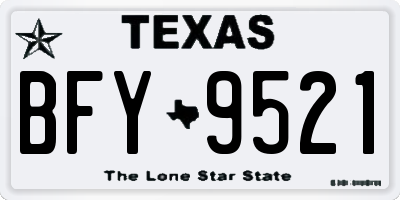 TX license plate BFY9521