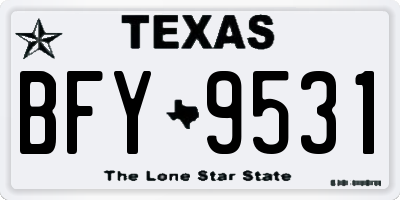 TX license plate BFY9531