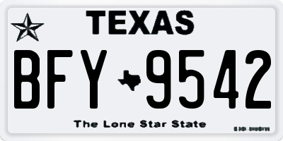 TX license plate BFY9542