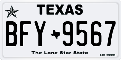 TX license plate BFY9567