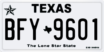 TX license plate BFY9601