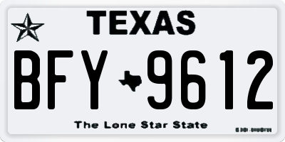 TX license plate BFY9612