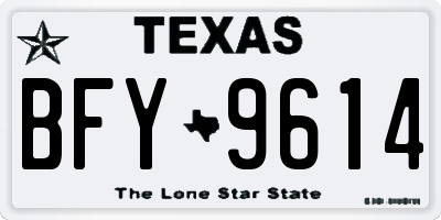 TX license plate BFY9614