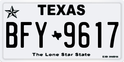 TX license plate BFY9617