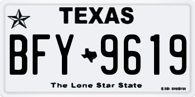 TX license plate BFY9619