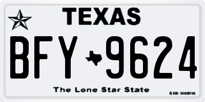 TX license plate BFY9624