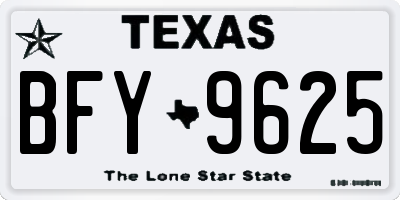 TX license plate BFY9625