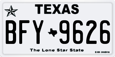 TX license plate BFY9626