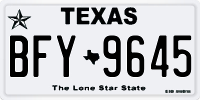 TX license plate BFY9645