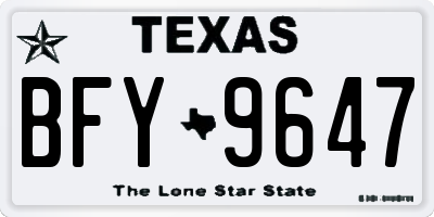 TX license plate BFY9647