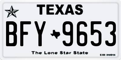 TX license plate BFY9653