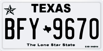 TX license plate BFY9670