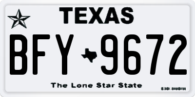 TX license plate BFY9672