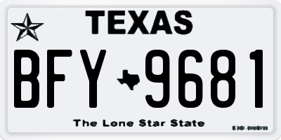 TX license plate BFY9681