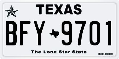 TX license plate BFY9701
