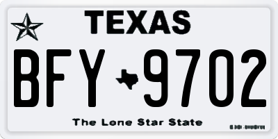 TX license plate BFY9702