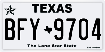 TX license plate BFY9704
