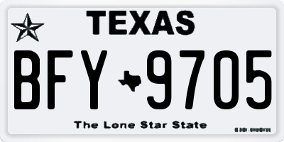 TX license plate BFY9705